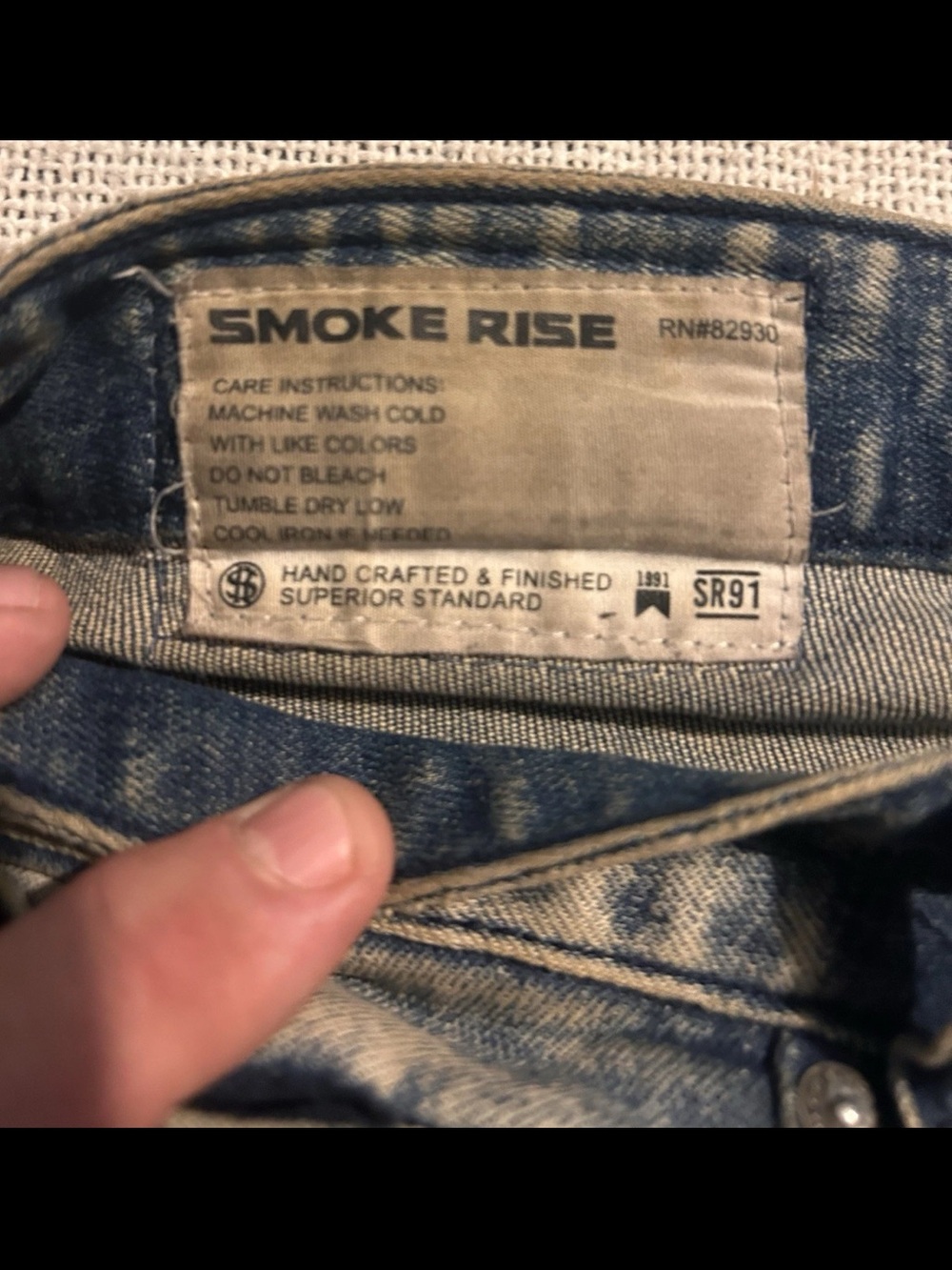 Smoke Rise Mens Jeans 32x32 Distressed Graffiti Paint Splatter Grunge Read Descr - Picture 4 of 11